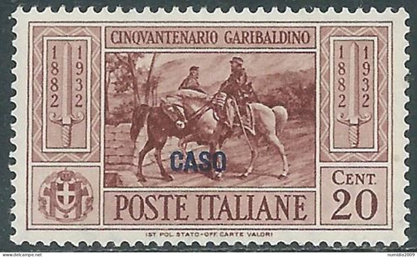 1932 EGEO CASO GARIBALDI 20 CENT MNH ** - I45-7 - Aegean (Caso)