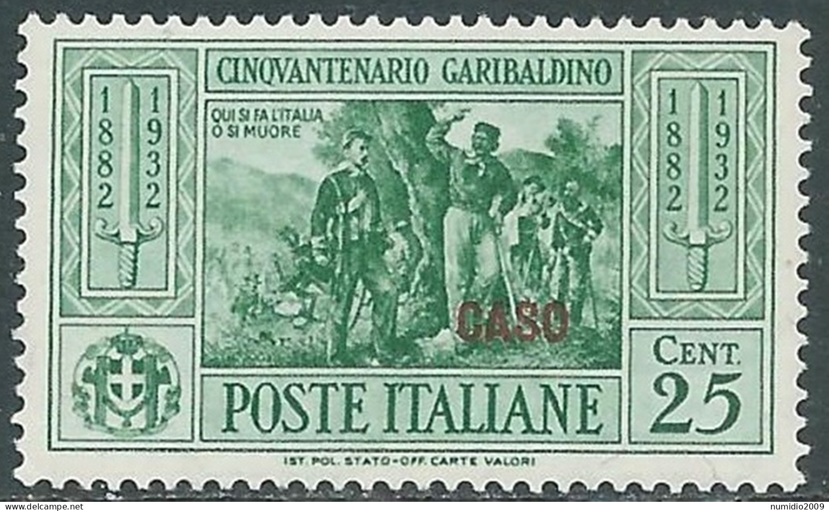 1932 EGEO CASO GARIBALDI 25 CENT MNH ** - I45-7 - Egeo (Caso)