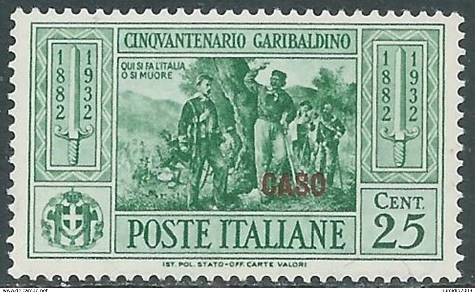 1932 EGEO CASO GARIBALDI 25 CENT MNH ** - I45-7 - Aegean (Caso)