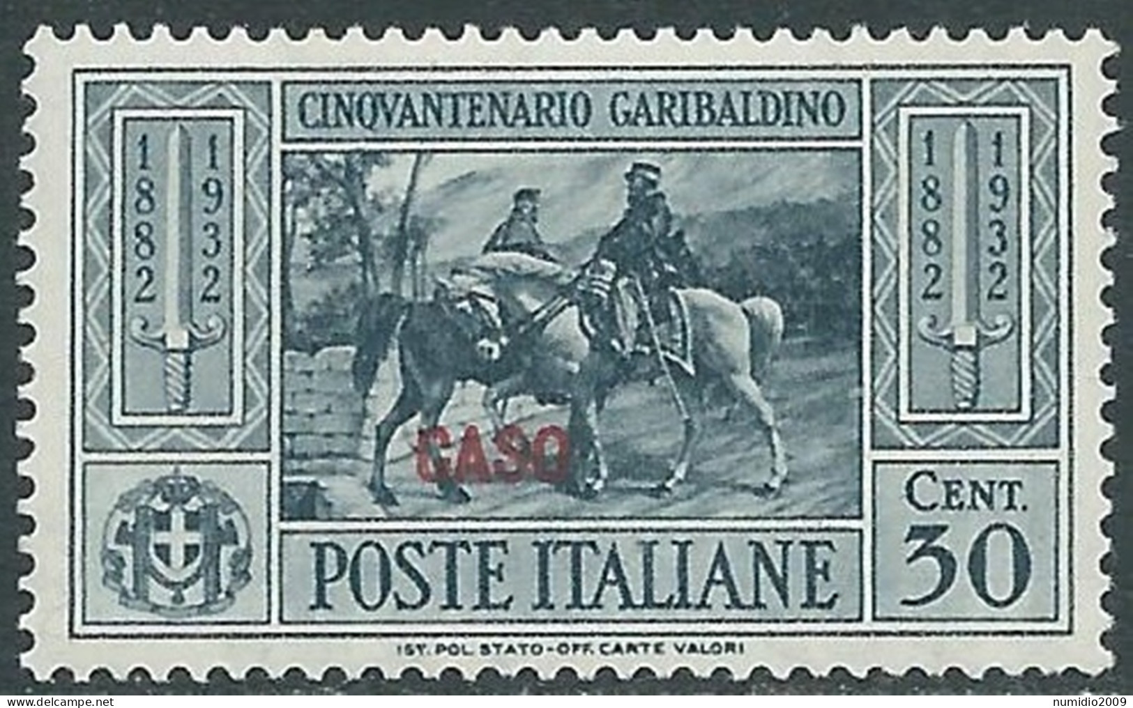 1932 EGEO CASO GARIBALDI 30 CENT MNH ** - I45-8 - Aegean (Caso)