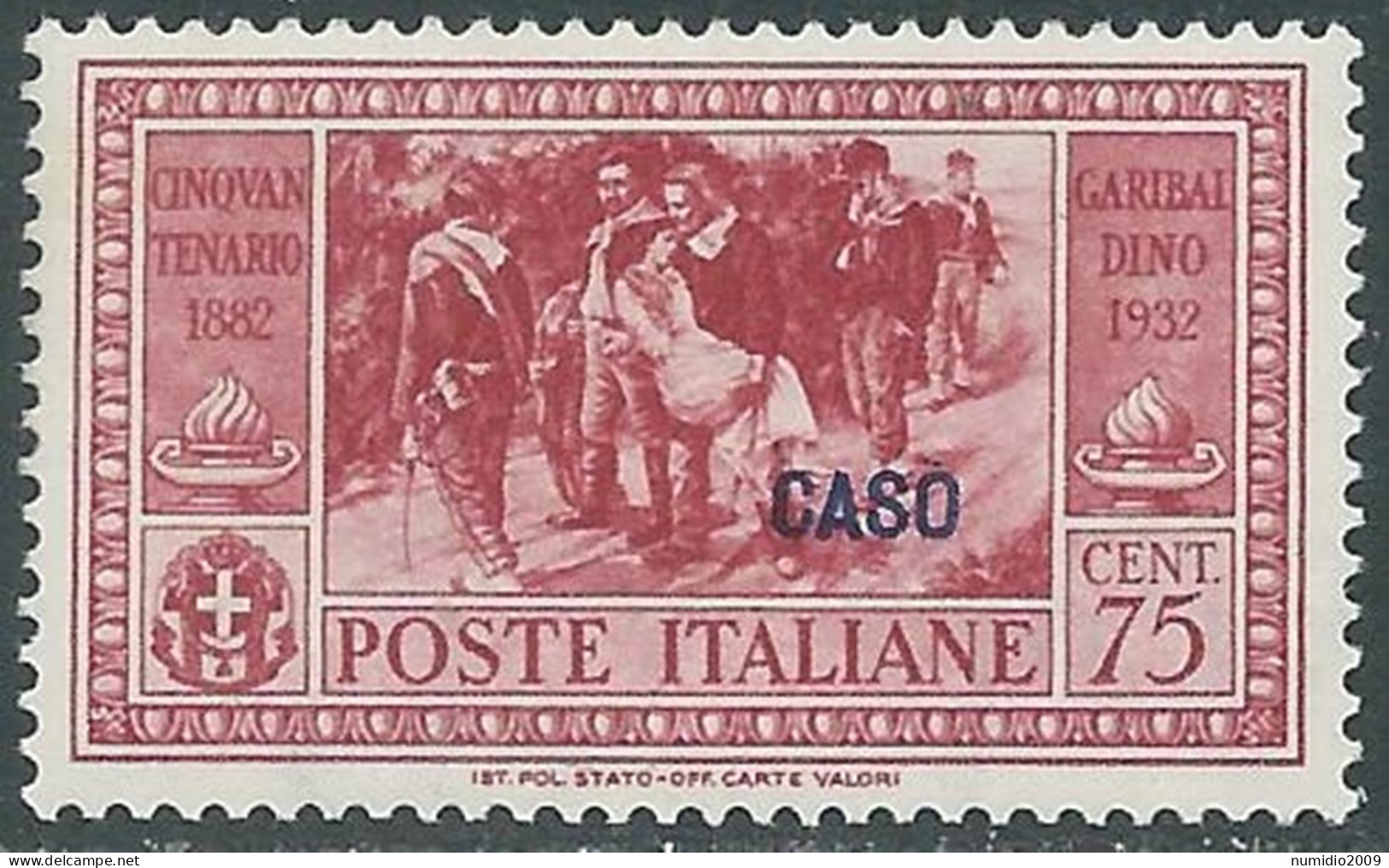 1932 EGEO CASO GARIBALDI 75 CENT MNH ** - I45-9 - Ägäis (Caso)