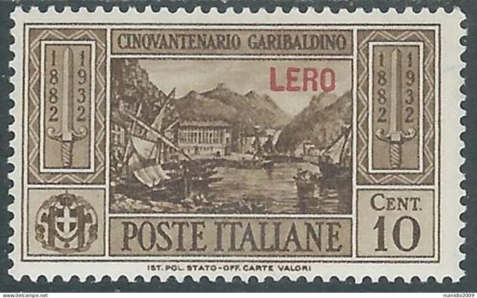 1932 EGEO LERO GARIBALDI 10 CENT MH * - I45-9 - Egée (Lero)