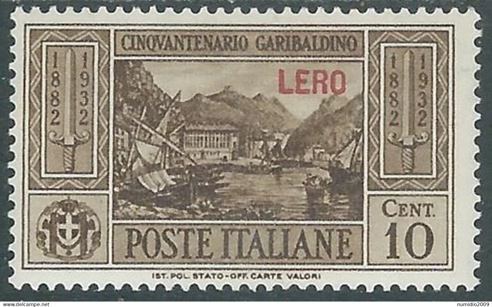 1932 EGEO LERO GARIBALDI 10 CENT MH * - I45-9 - Ägäis (Lero)