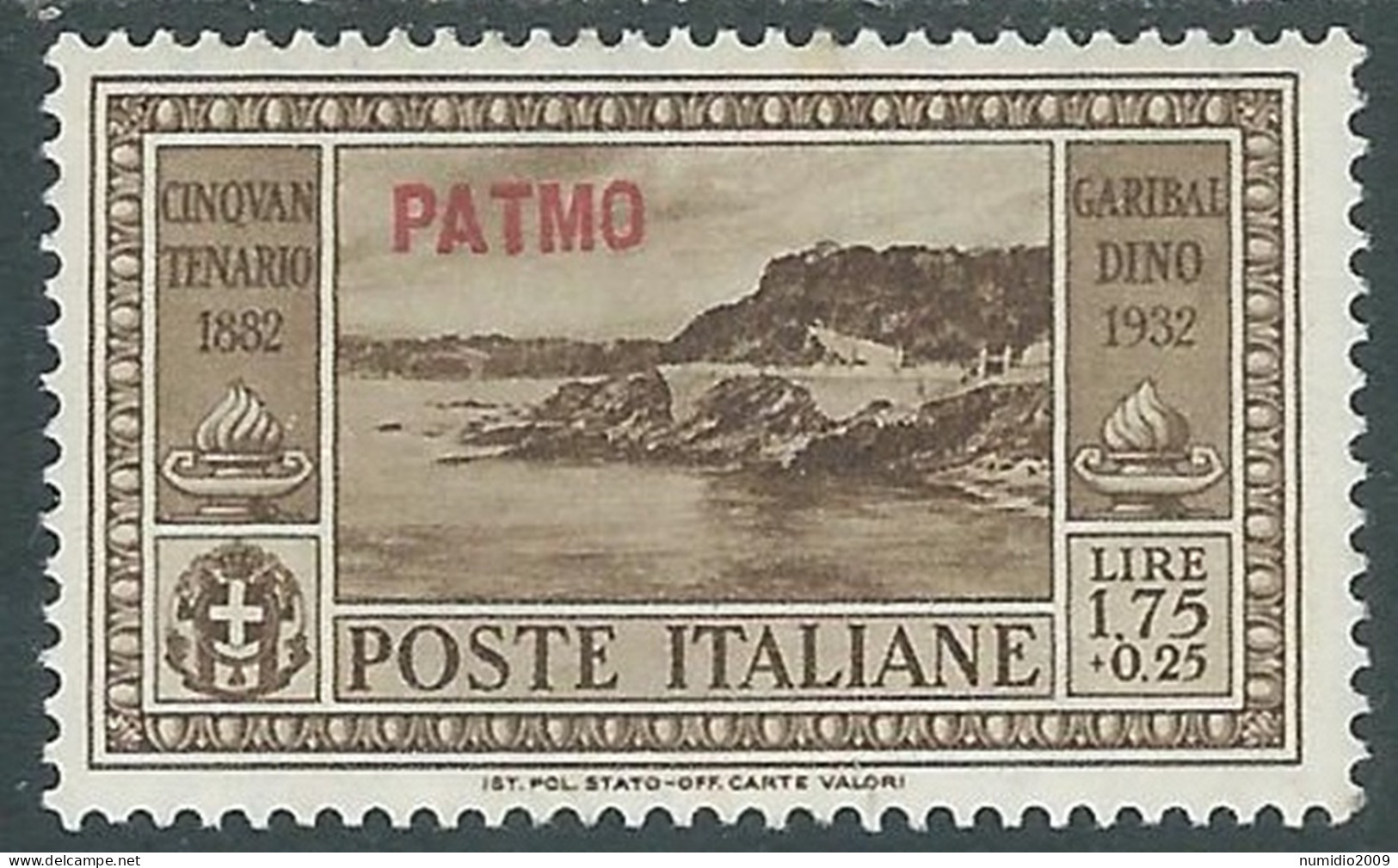 1932 EGEO PATMO GARIBALDI 1,75 LIRE MH * - I45-8 - Egeo (Patmo)