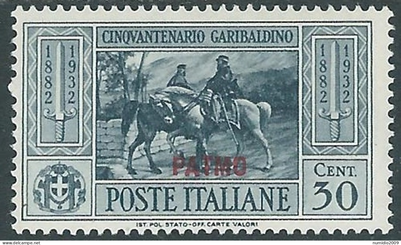 1932 EGEO PATMO GARIBALDI 30 CENT MH * - I45-8 - Egeo (Patmo)