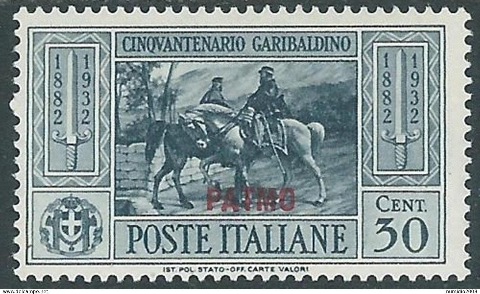 1932 EGEO PATMO GARIBALDI 30 CENT MH * - I45-8 - Egée (Patmo)