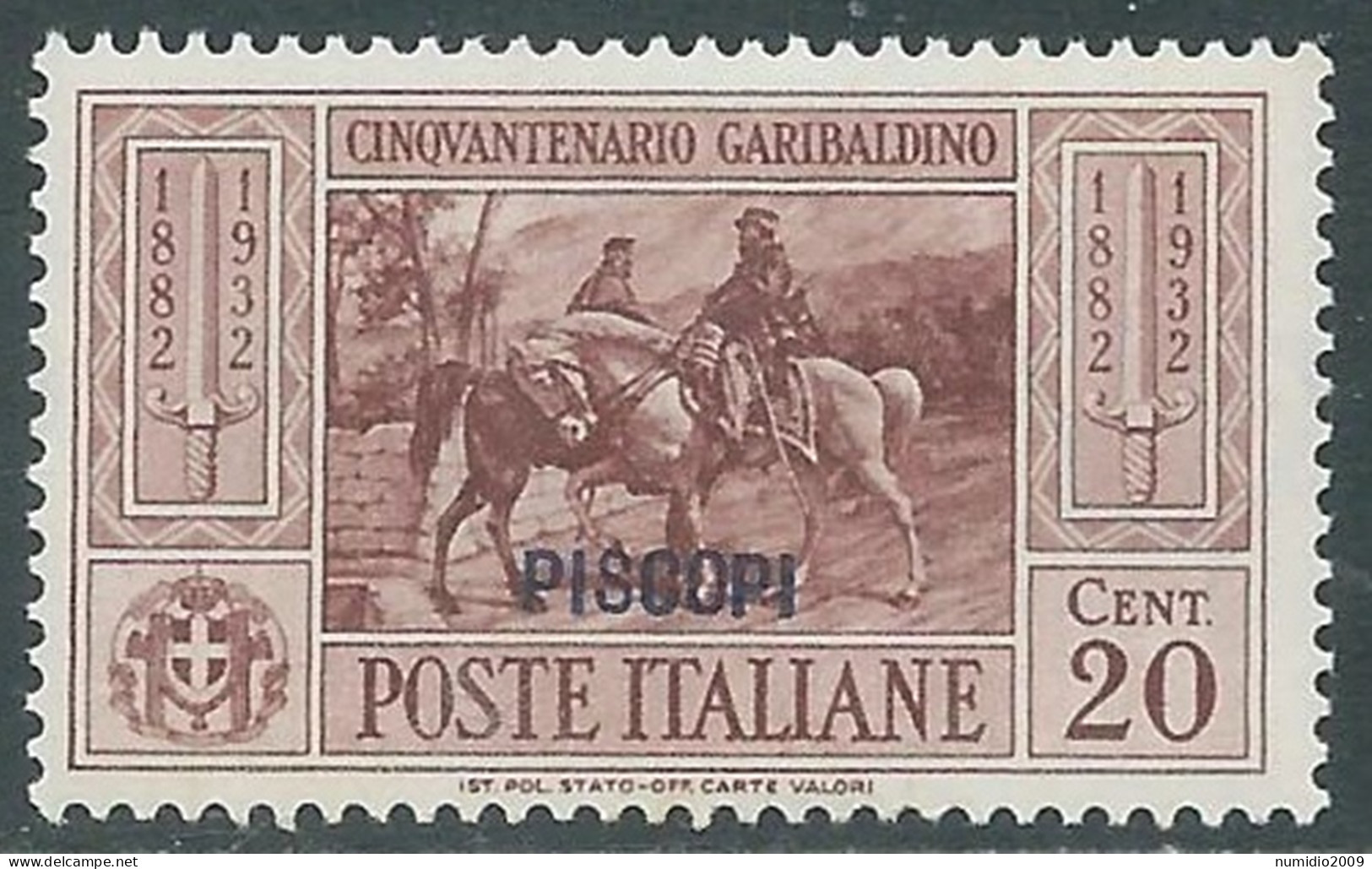 1932 EGEO PISCOPI GARIBALDI 20 CENT MNH ** - I45-8 - Ägäis (Piscopi)