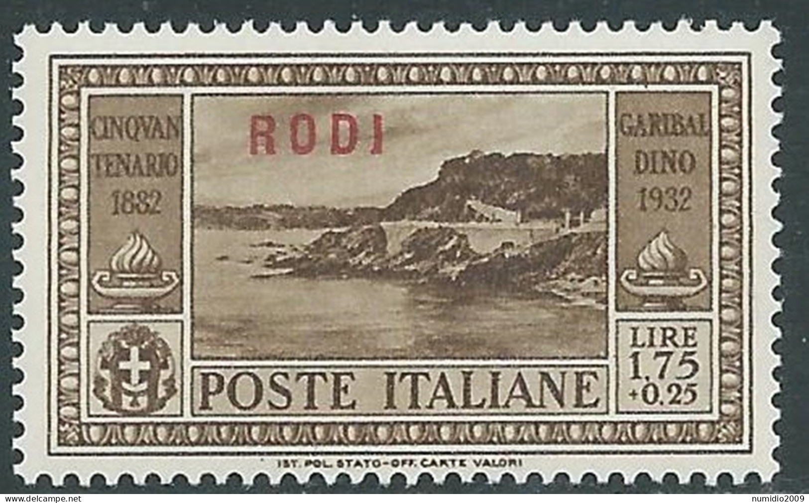 1932 EGEO RODI GARIBALDI 1,75 LIRE MNH ** - I45-10 - Egeo (Rodi)