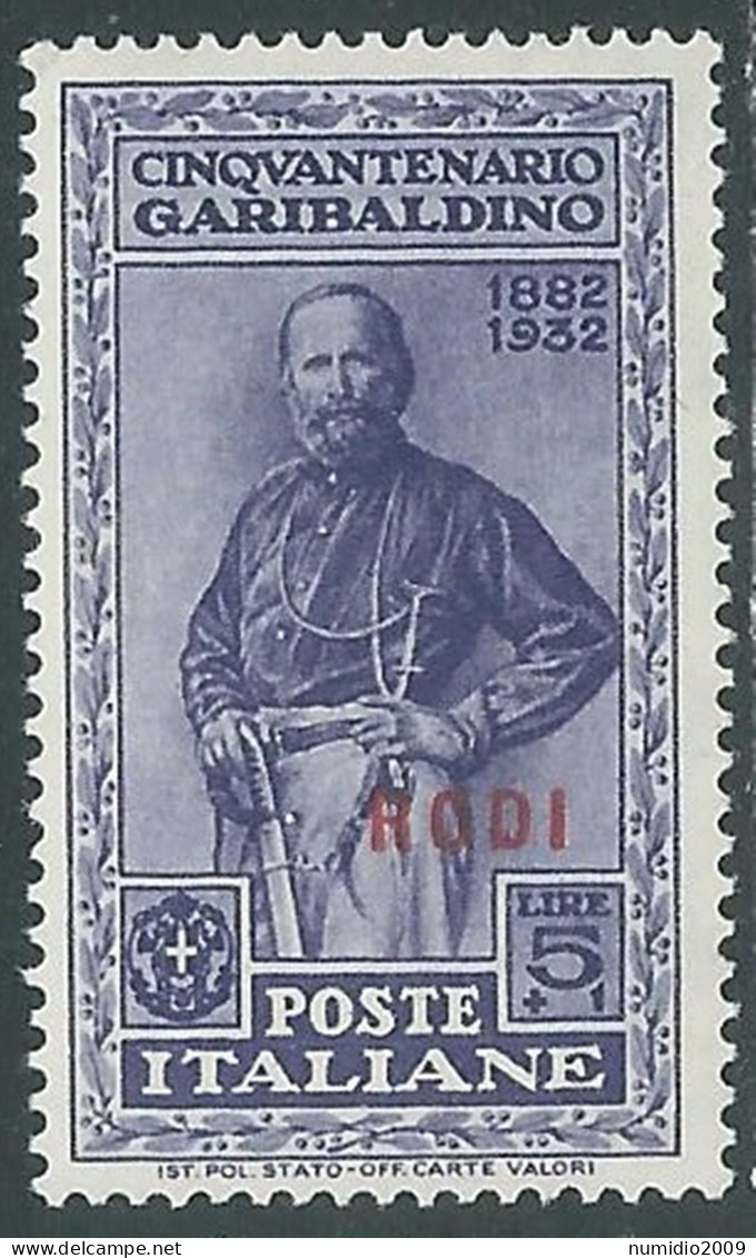 1932 EGEO RODI GARIBALDI 5 LIRE MNH ** - I45-10 - Aegean (Rodi)