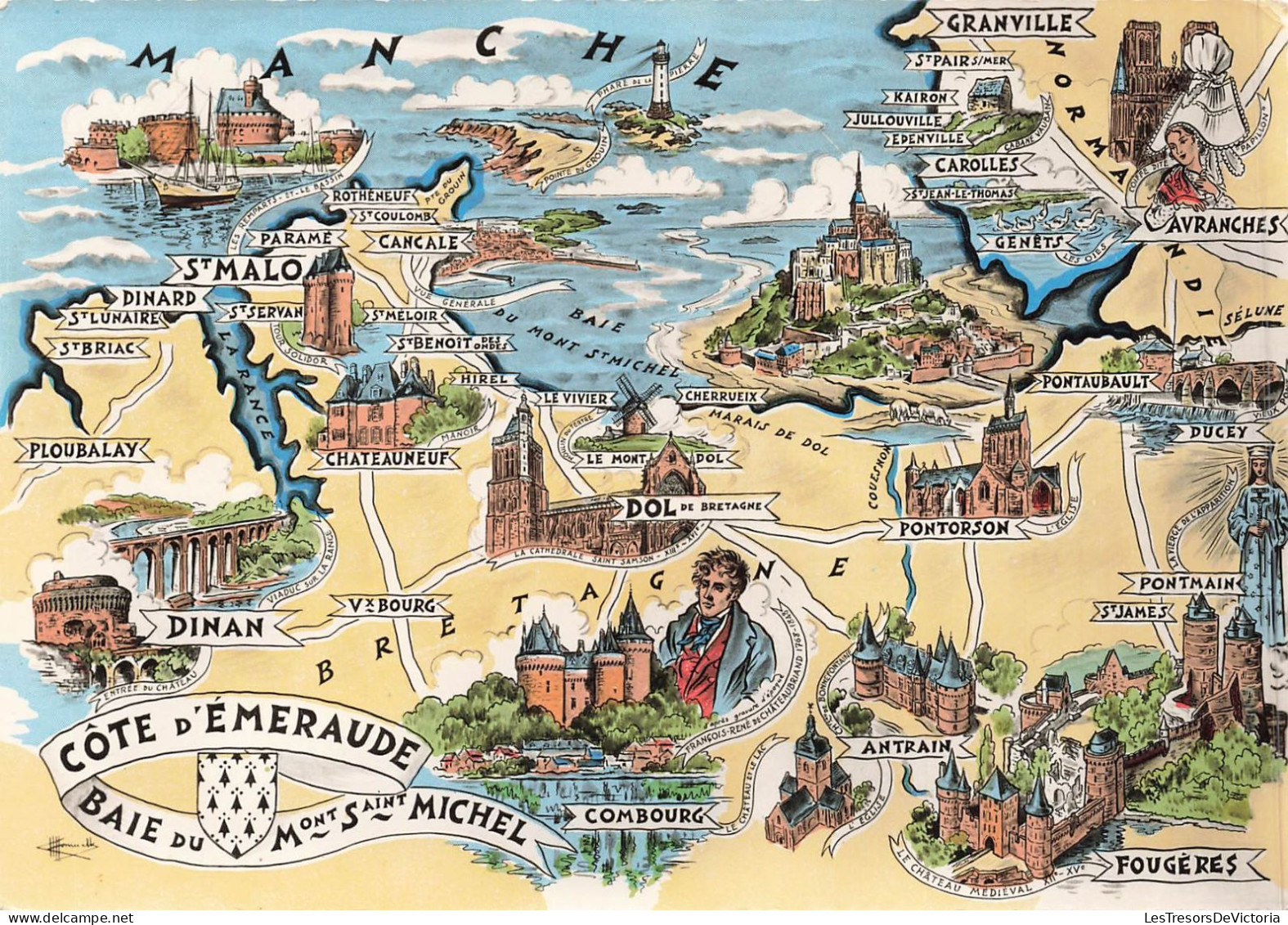 FRANCE -Bretagne - Côte D'Emeraude Et Baie Du Mont Saint Michel - Colorisé - Carte Postale - Bretagne