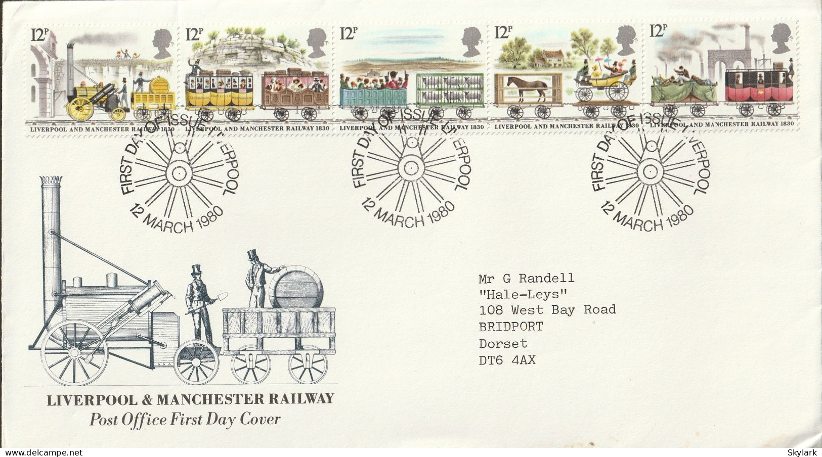 Great Britain   .   1980   .  "Liverpool And Manchester Railway"   .   A Matched Pair Of First Day Covers - 1971-1980 Em. Décimales