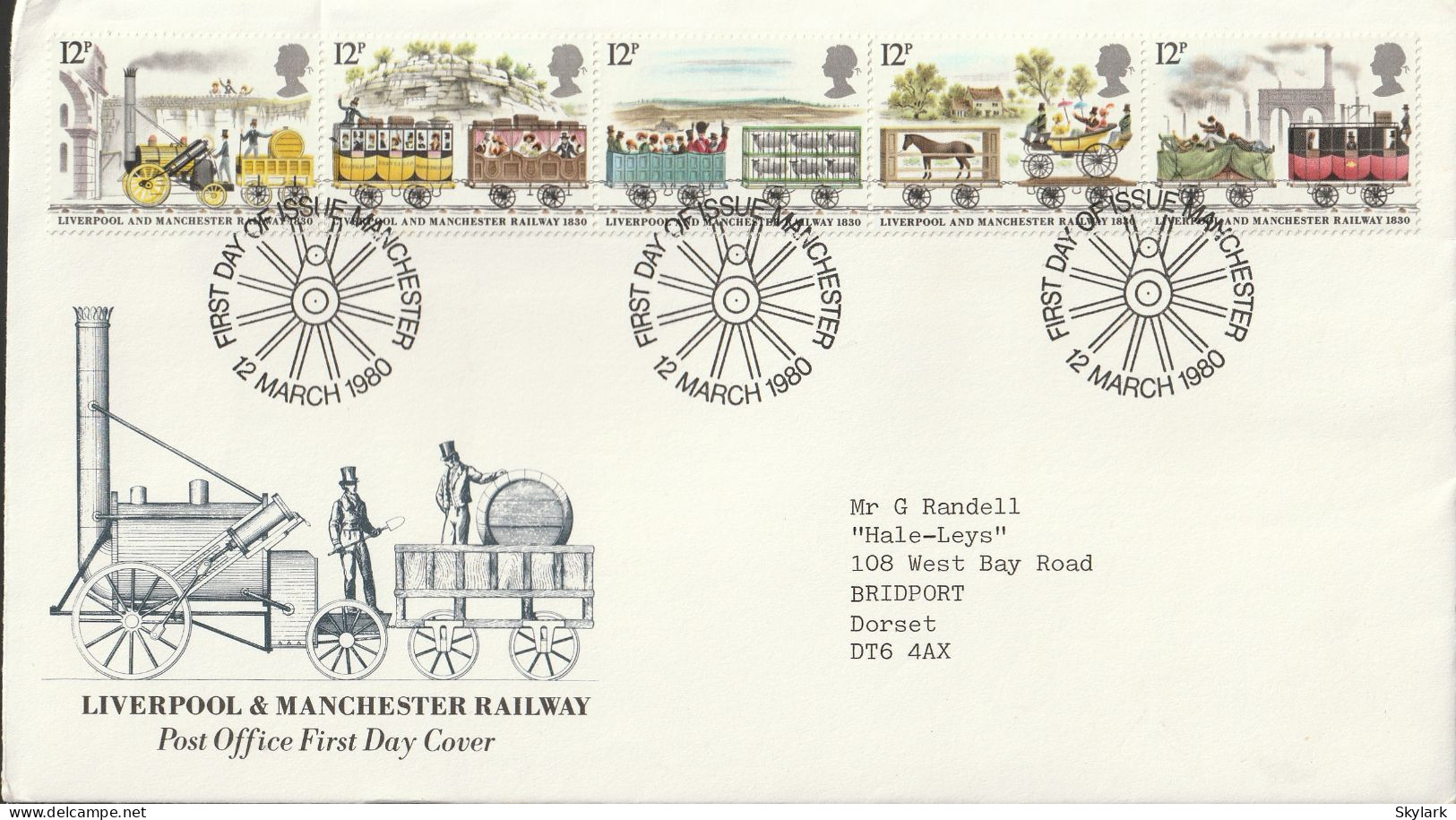 Great Britain   .   1980   .  "Liverpool And Manchester Railway"   .   A Matched Pair Of First Day Covers - 1971-1980 Em. Décimales