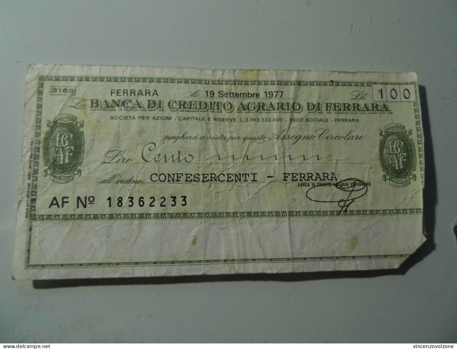 Miniassegno "BANCA DI CREDITO AGRARIO DI FERRARA LIT. 50" - [10] Cheques Y Mini-cheques