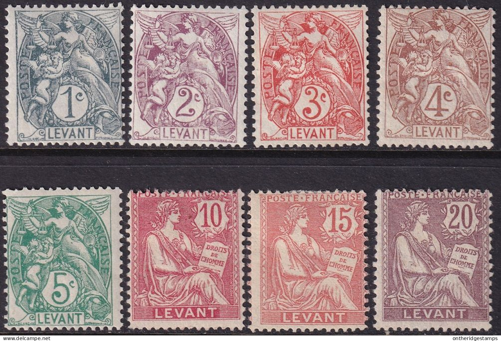 French Offices Levant 1902 Sc 21-8 Yt 9-16 Partial Set MH* Some Disturbed Gum - Unused Stamps