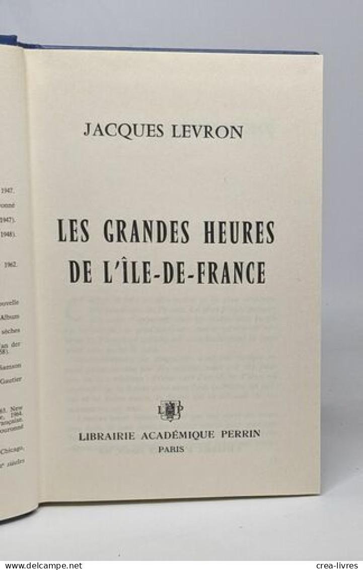 Les Grandes Heures De L'ile De France - Non Classés