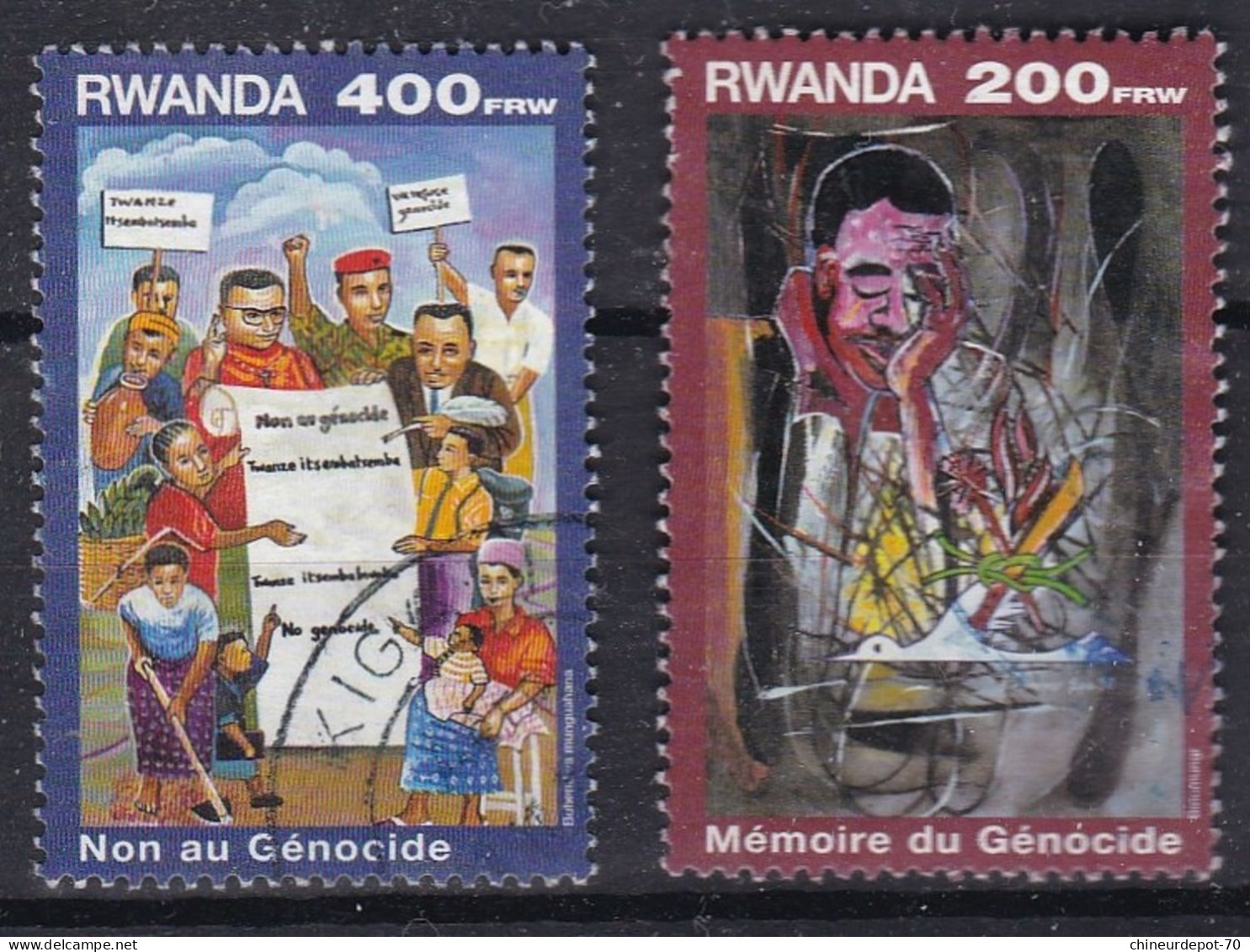 Non Au Génocide Mémoire Du Génocide RWANDA 400 FRW RWANDA 200 FRW - Gebruikt