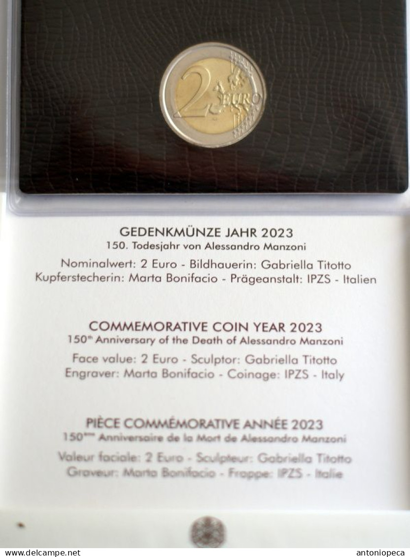 VATICAN 2023, TWO EURO COIN, MORTE DEL MANZONI , FDC IN ORIGINAL FOLDER - Vatikan