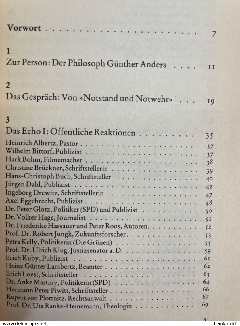 Günther Anders: Gewalt - Ja Oder Nein : E. Notwendige Diskussion ; [e. Natur-Buch]. - Philosophy