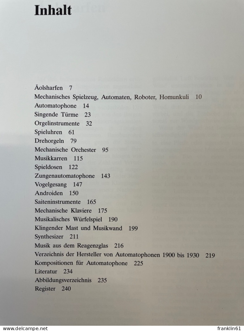 Mechanische Musikinstrumente. - Música