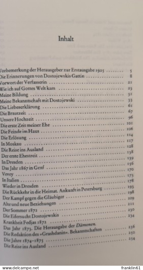 Das Leben Dostojewskis In Den Aufzeichnungen Seiner Frau. - Poesia