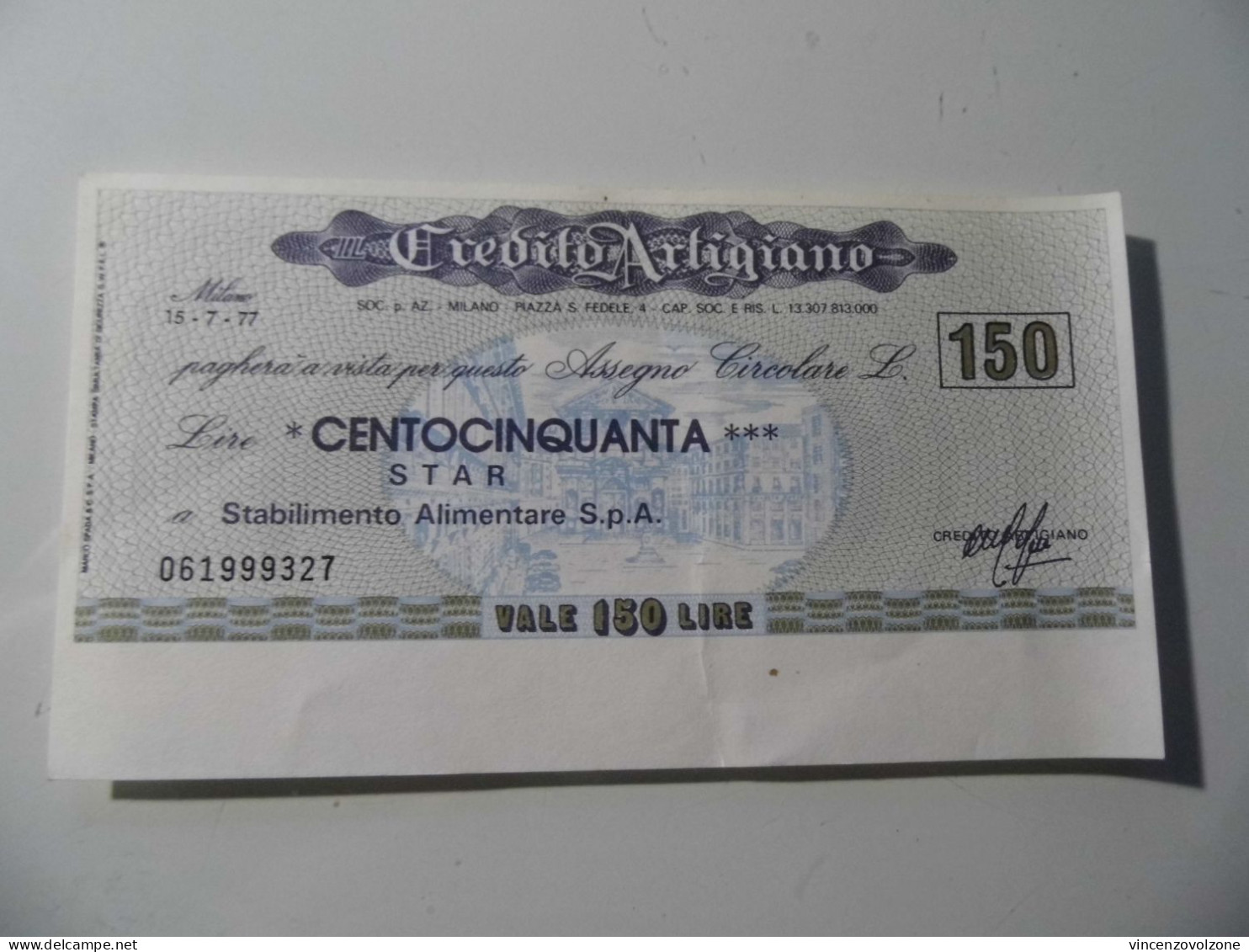 Miniassegno "CREDITO ARTIGIANO LIT. 150" - [10] Assegni E Miniassegni