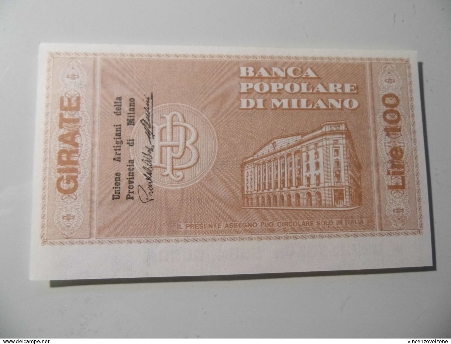 Miniassegno "BANCA POPOLARE DI MILANO LIT. 100" - [10] Assegni E Miniassegni