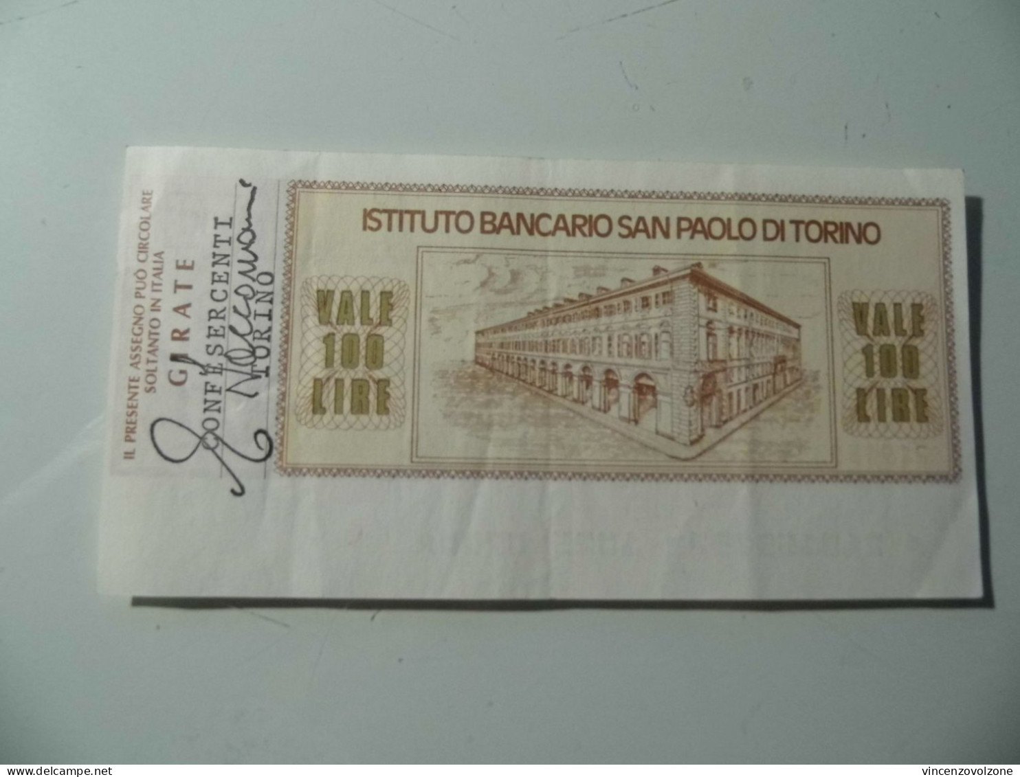 Miniassegno "ISTITUTO BANCARIO SAN PAOLO DI TORINO LIT. 100" - [10] Cheques Y Mini-cheques