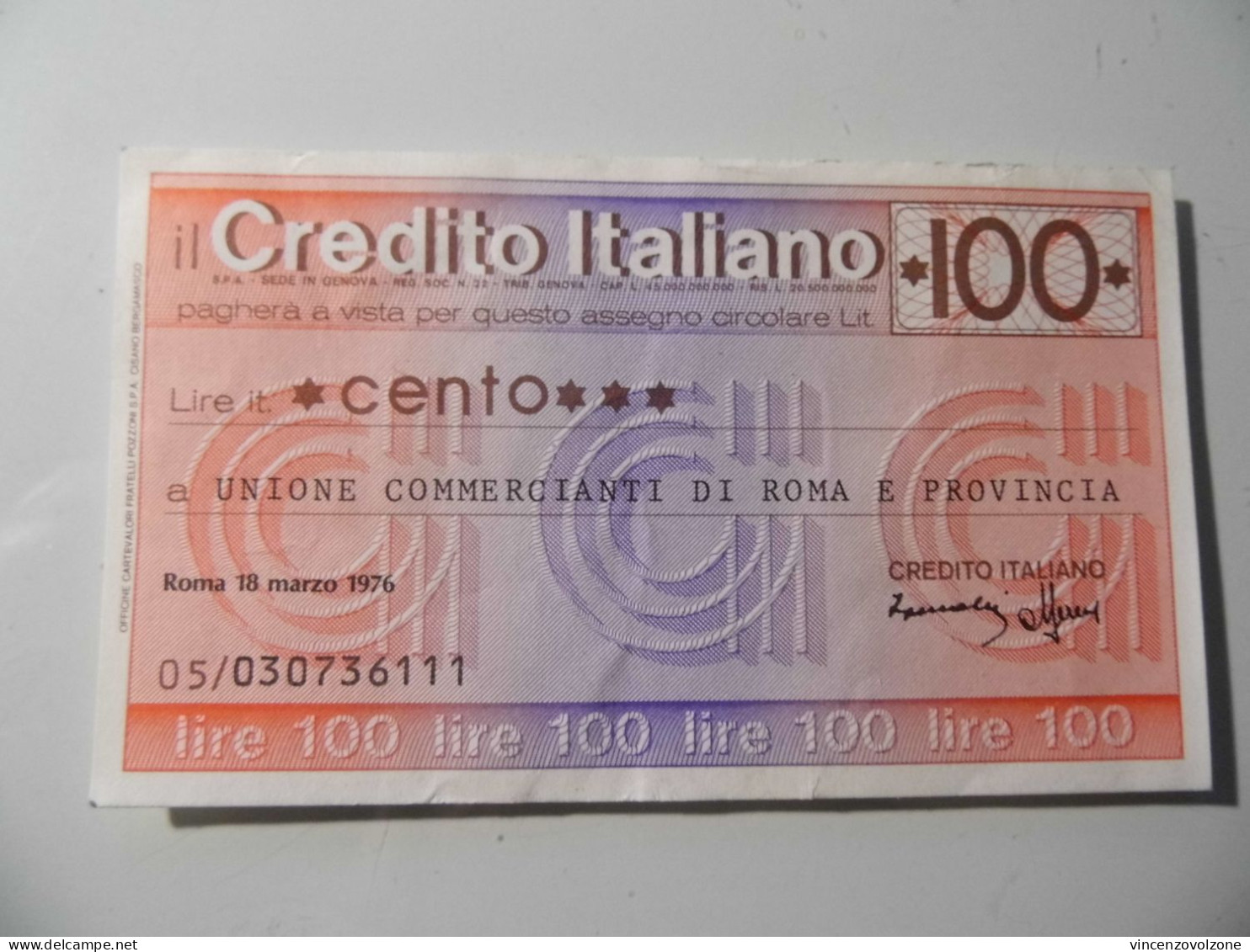 Miniassegno "CREDITO ITALIANO LIT. 100"! - [10] Cheques En Mini-cheques