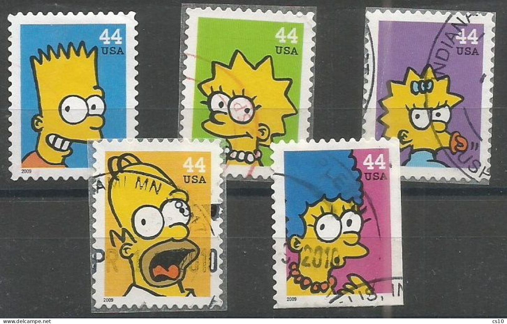 USA 2009 The Simpsons SC.#4399/4403 Cpl 5v Set In VFU Condition - Collections