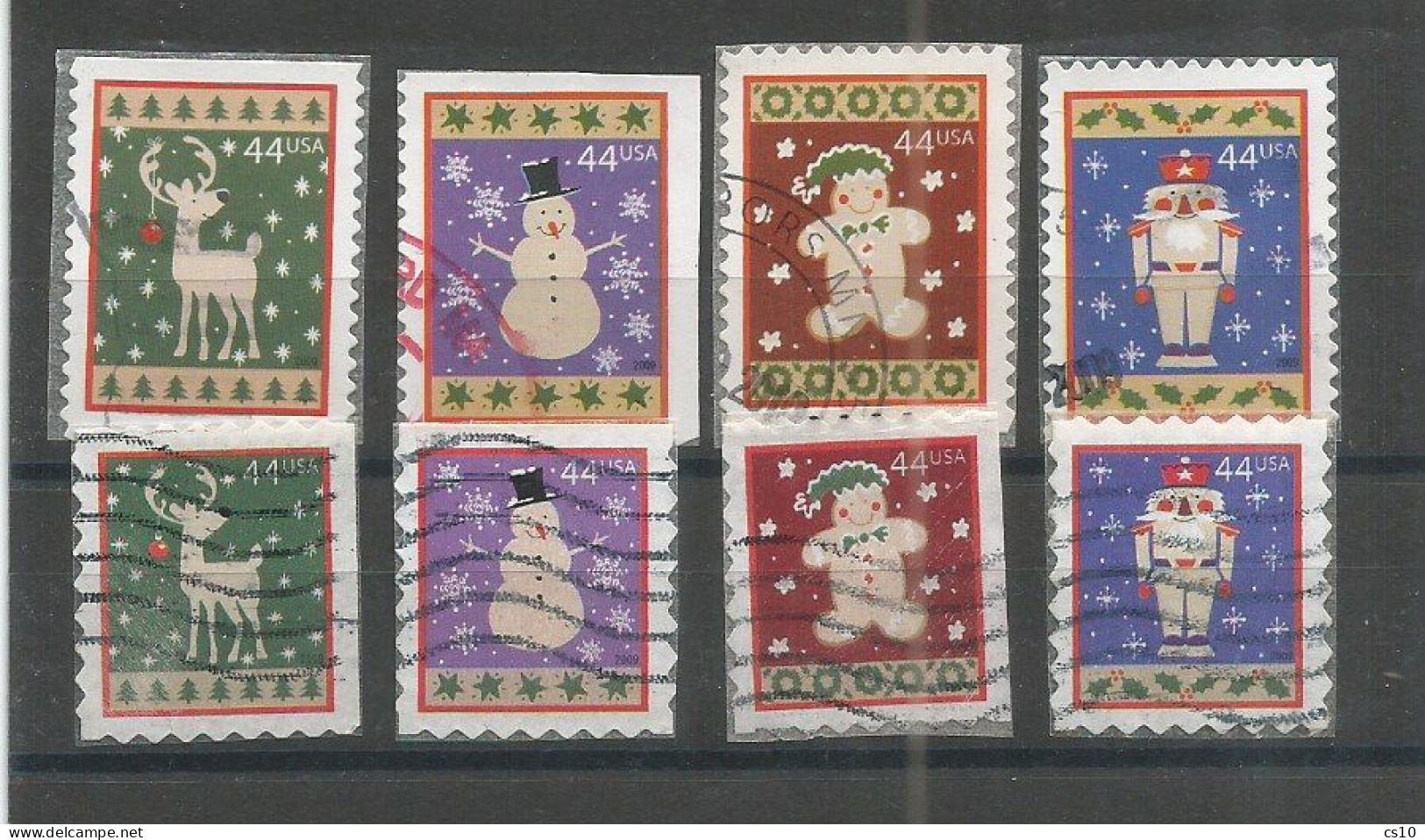 USA 2009 Christmas Xmas SC. 4425/8 VFU  + 4429/32 Normal Used - Cpl 4+4v Issue - Collections
