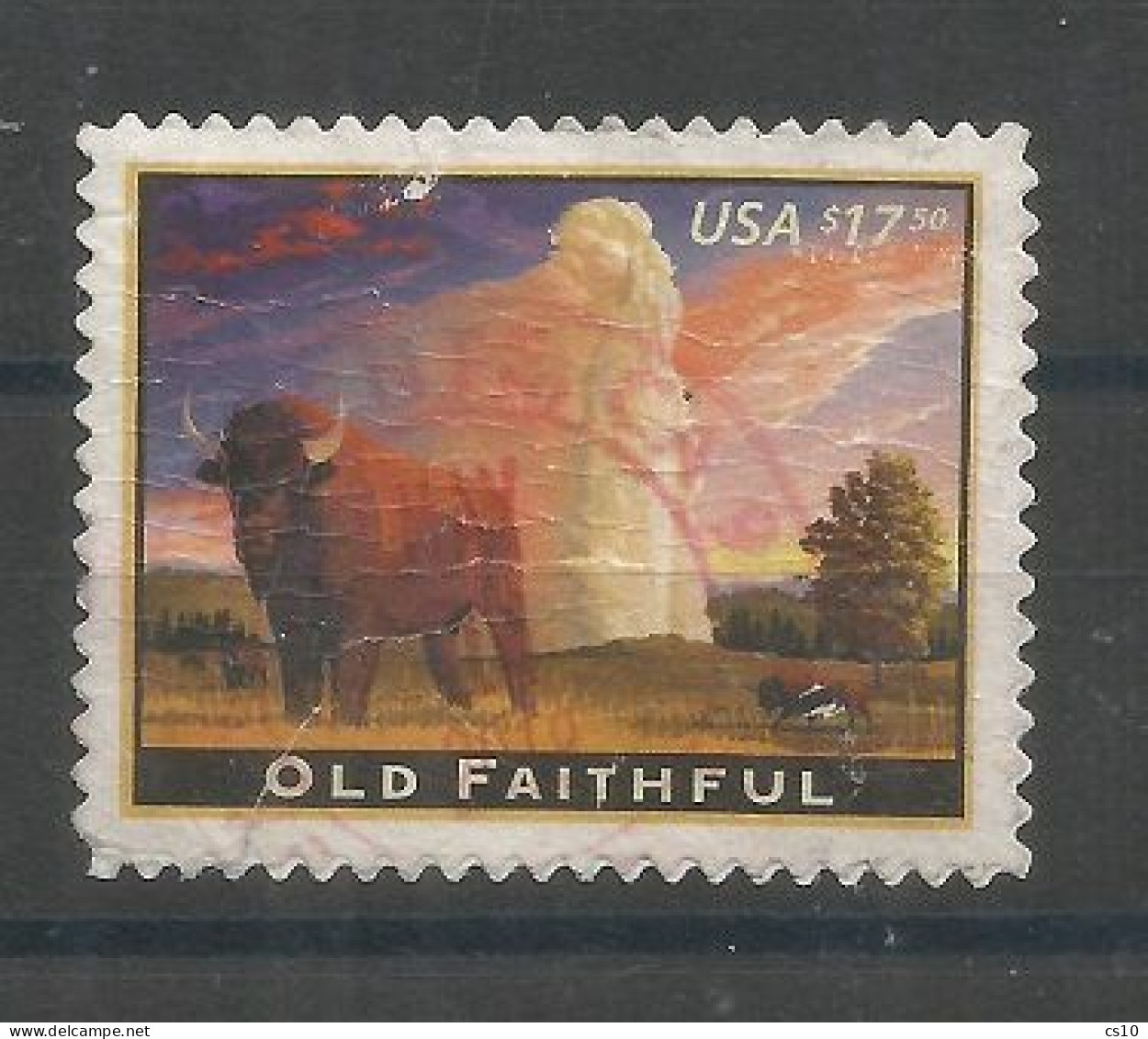USA Express Mail 2009 HV Old Faithful Geyser High Value 17.50$ Used  SC.#4379 - Collections