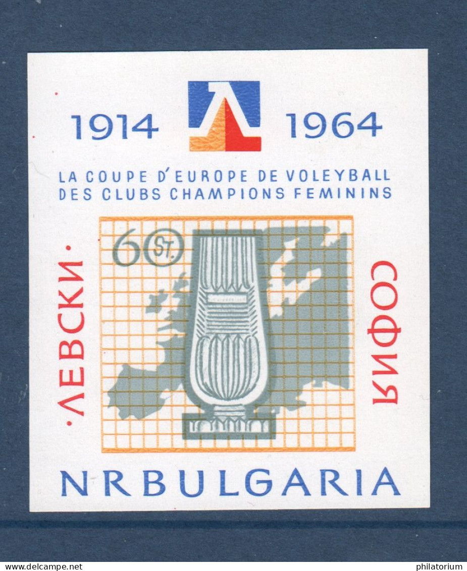 Bulgarie, Bulgaria, **, Yv BF 13, Mi BL 13, Coupe D'Europe De Volleyball 1964, - Volleybal