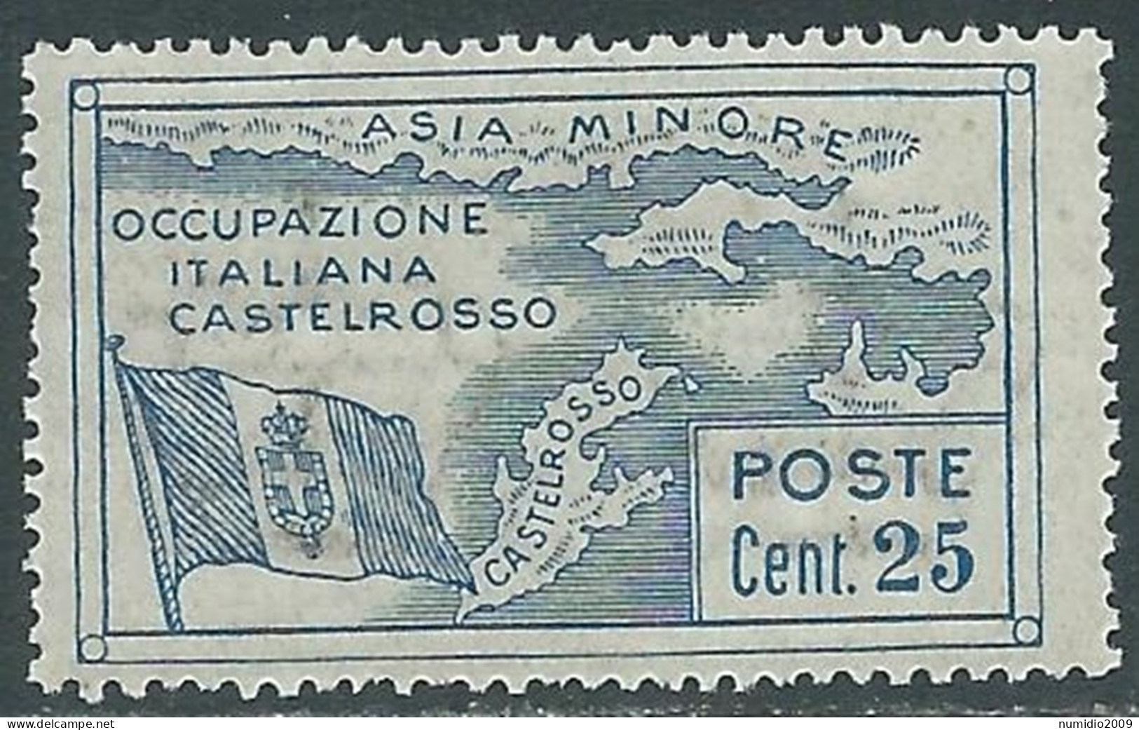 1923 CASTELROSSO OCCUPAZIONE DELL'ISOLA 25 CENT MNH ** - I30-3 - Castelrosso