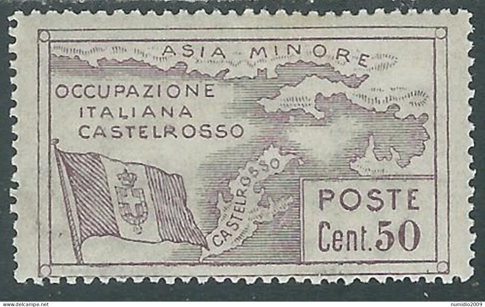 1923 CASTELROSSO OCCUPAZIONE DELL'ISOLA 50 CENT MH * - I30-3 - Castelrosso
