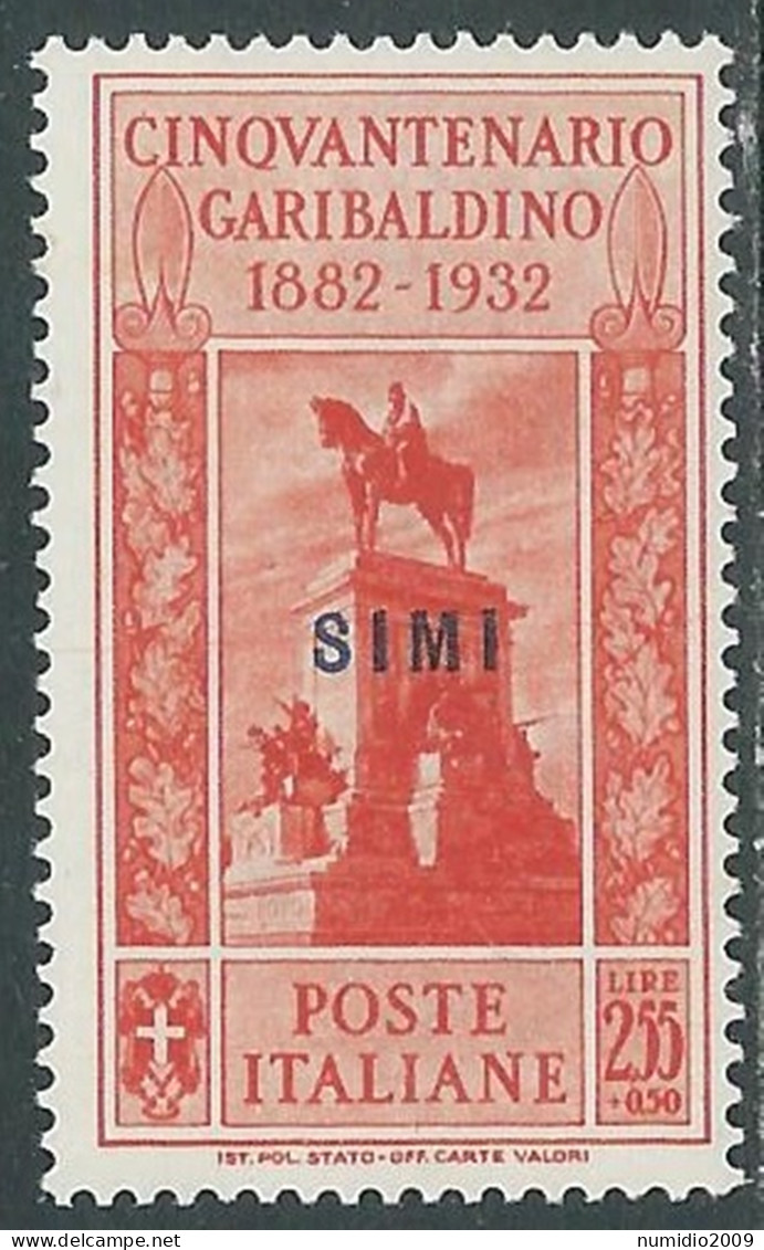 1932 EGEO SIMI GARIBALDI 2,55 LIRE MNH ** - I31-4 - Egeo (Simi)