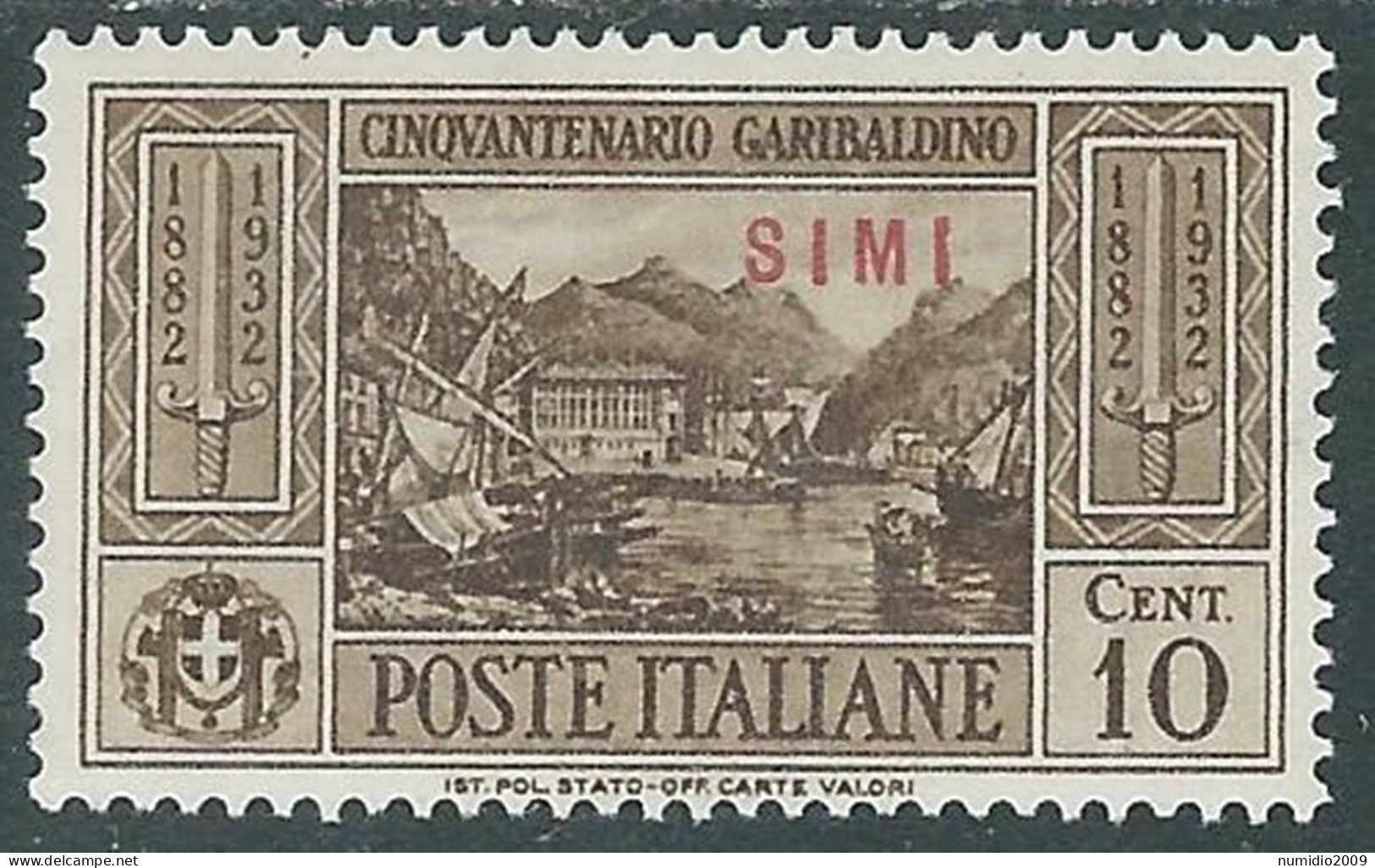 1932 EGEO SIMI GARIBALDI 10 CENT MH * - I31-3 - Egée (Simi)