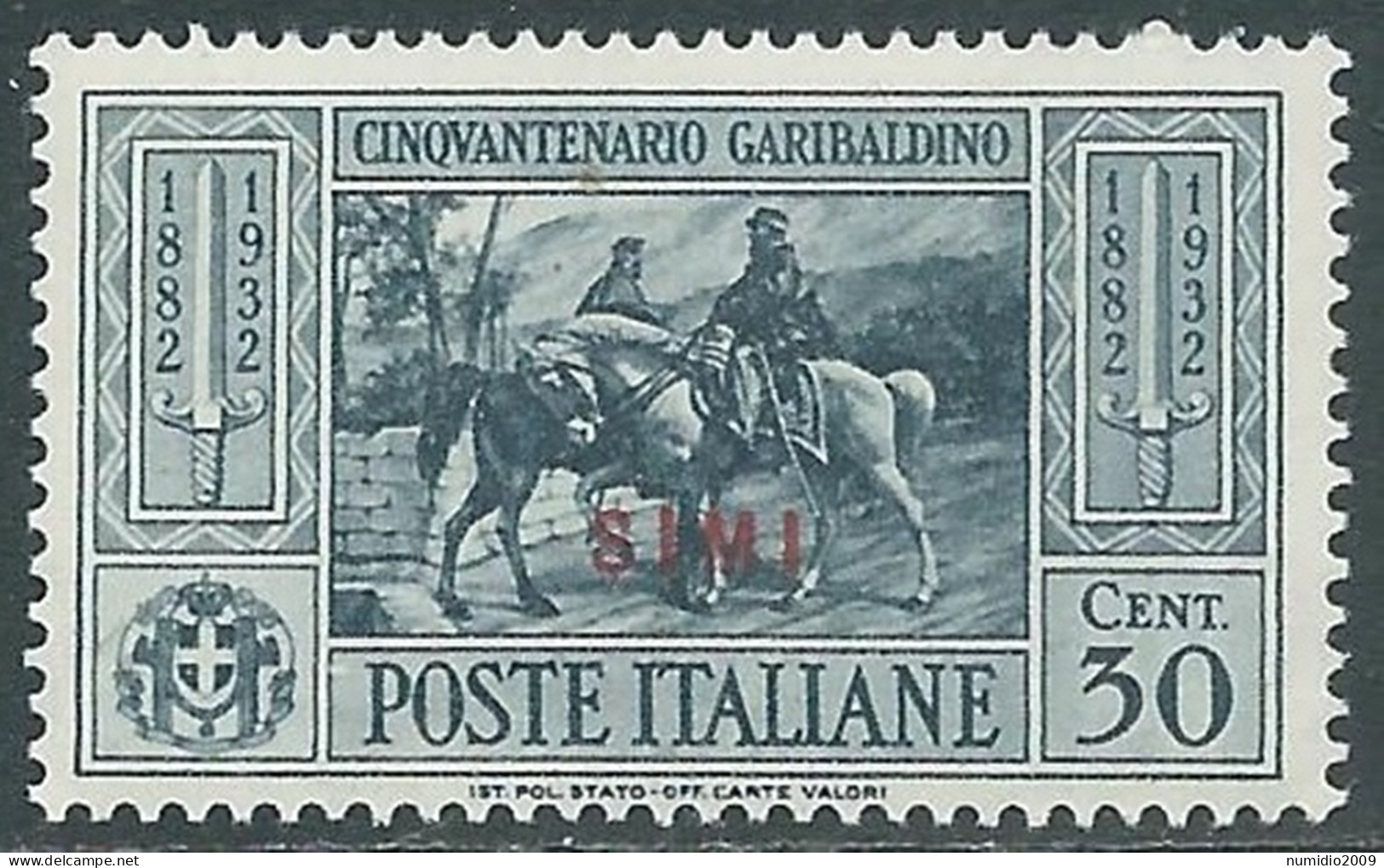 1932 EGEO SIMI GARIBALDI 30 CENT MNH ** - I31-3 - Egeo (Simi)