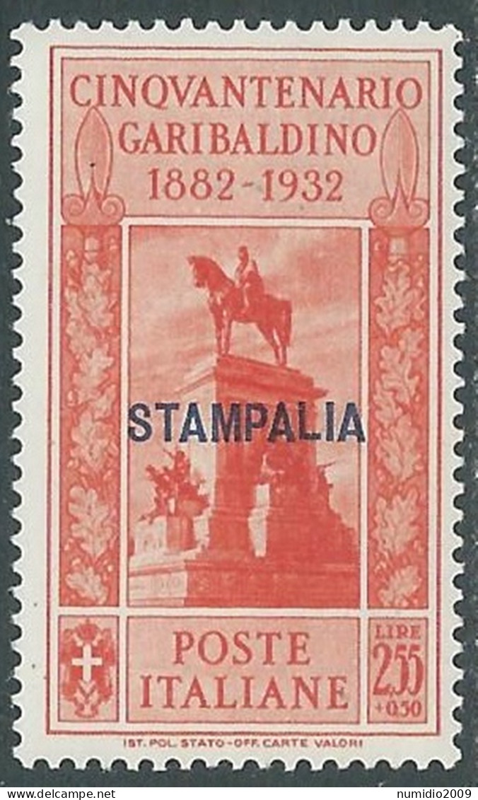 1932 EGEO STAMPALIA GARIBALDI 2,55 LIRE MNH ** - I30-2 - Egeo (Stampalia)