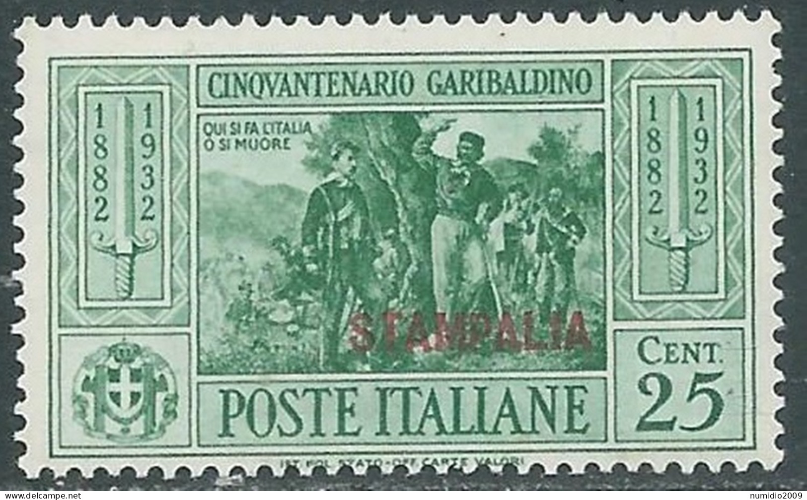 1932 EGEO STAMPALIA GARIBALDI 25 CENT MNH ** - I31-4 - Egée (Stampalia)