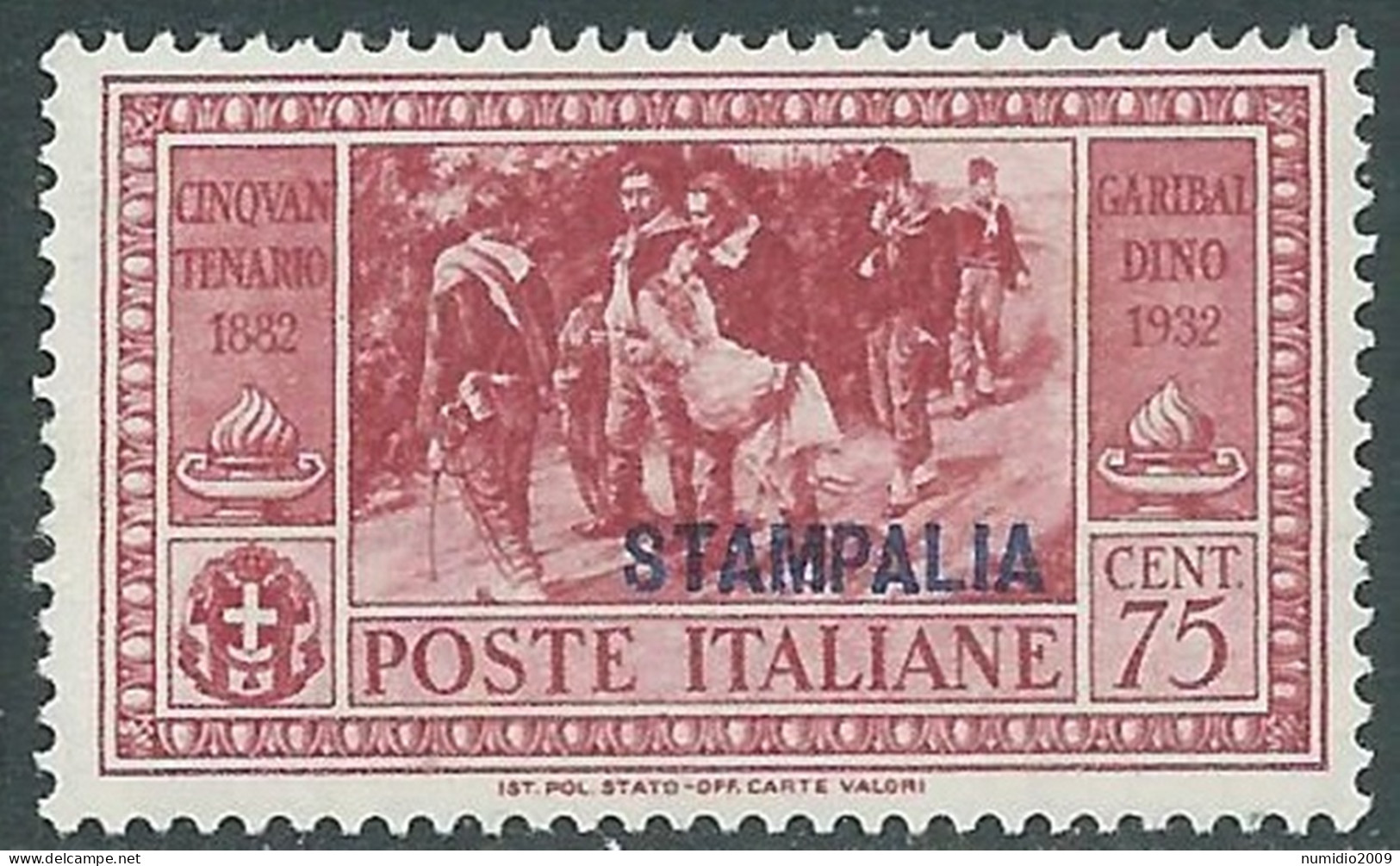 1932 EGEO STAMPALIA GARIBALDI 75 CENT MNH ** - I31-4 - Egée (Stampalia)