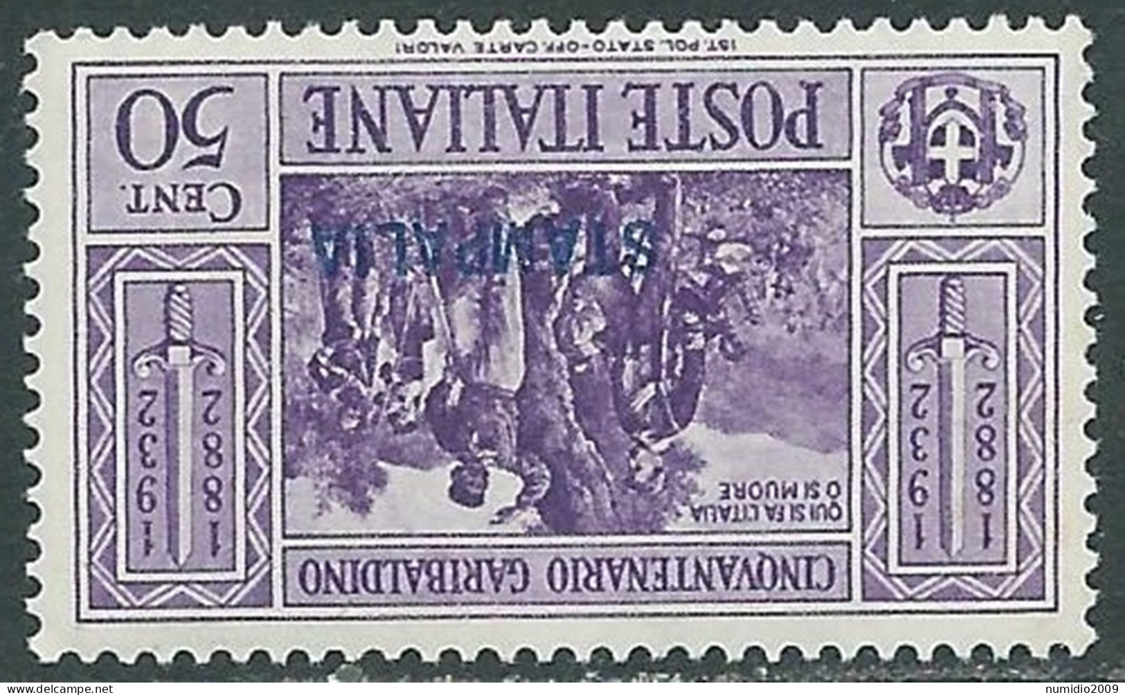 1932 EGEO STAMPALIA GARIBALDI 50 CENT MH * - I31-4 - Ägäis (Stampalia)