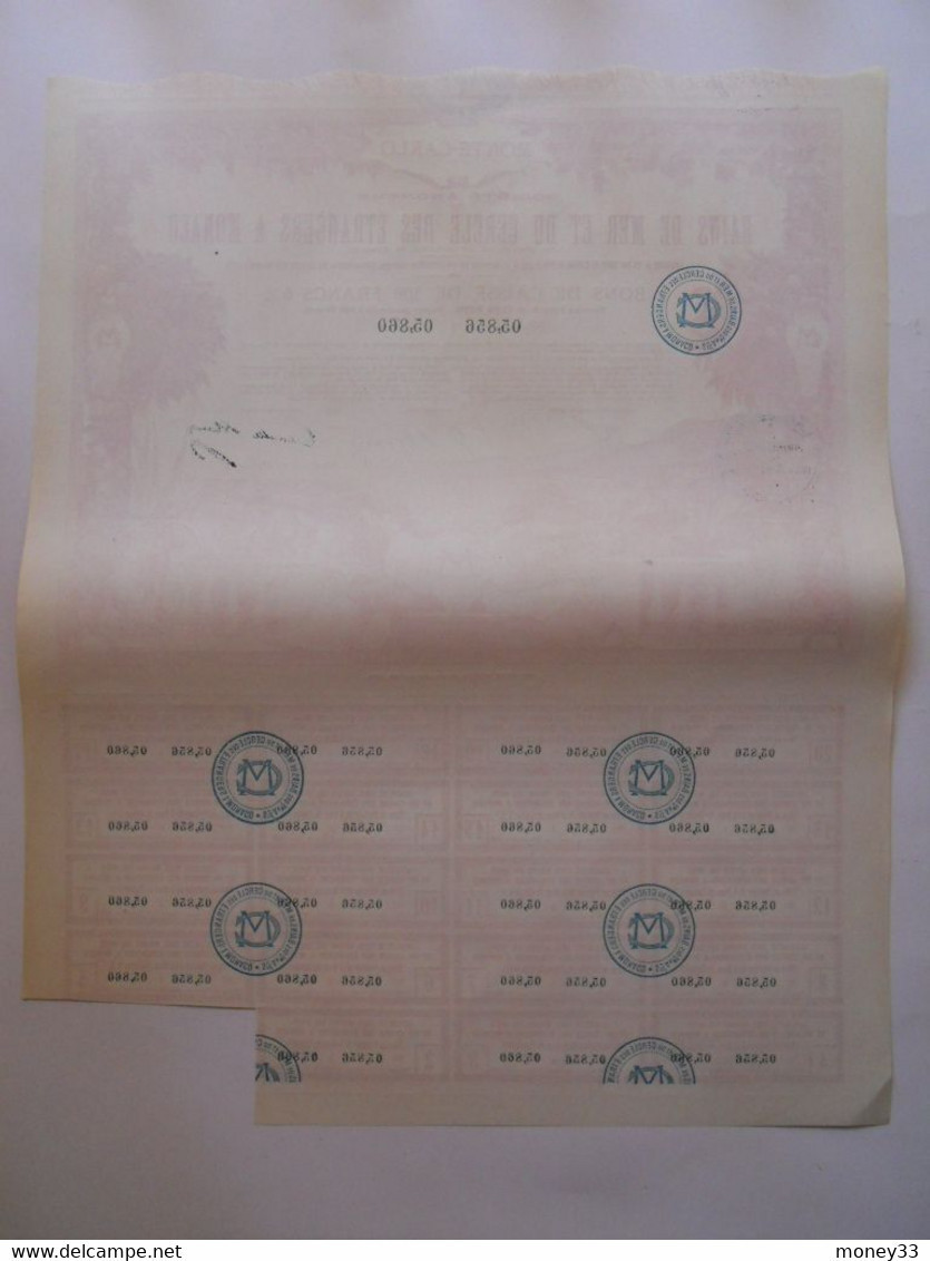 Bon De Caisse De 500 Francs De La Société Anonyme Des Bains De Mer Et Du Cercle Des étrangers à Monaco 1919 - Casinos