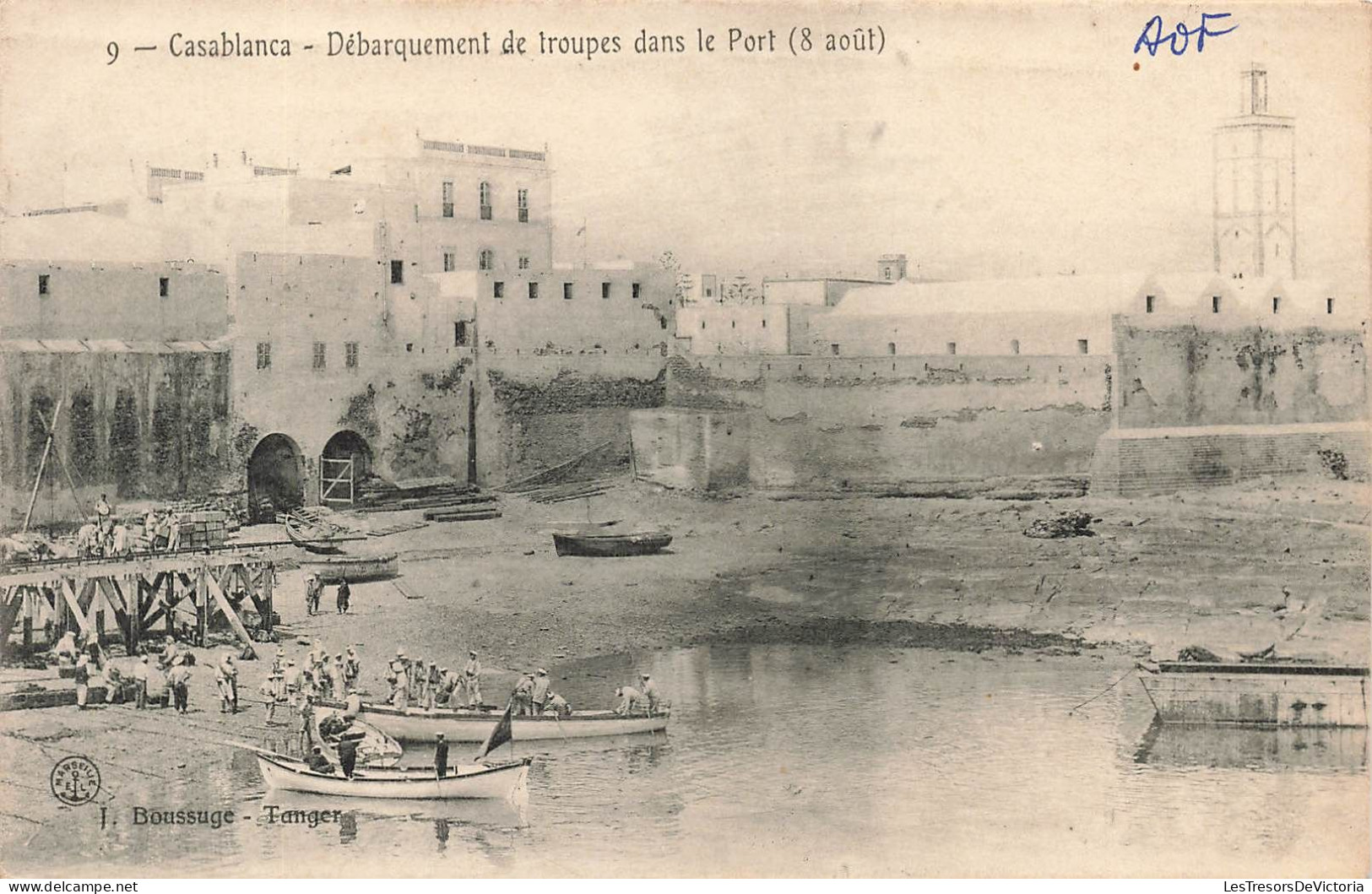 MAROC - Casablanca - Débarquement De Troupes Dans Le Port (8 Août) - J Boussuge  - Barques - Carte Postale Ancienne - Casablanca