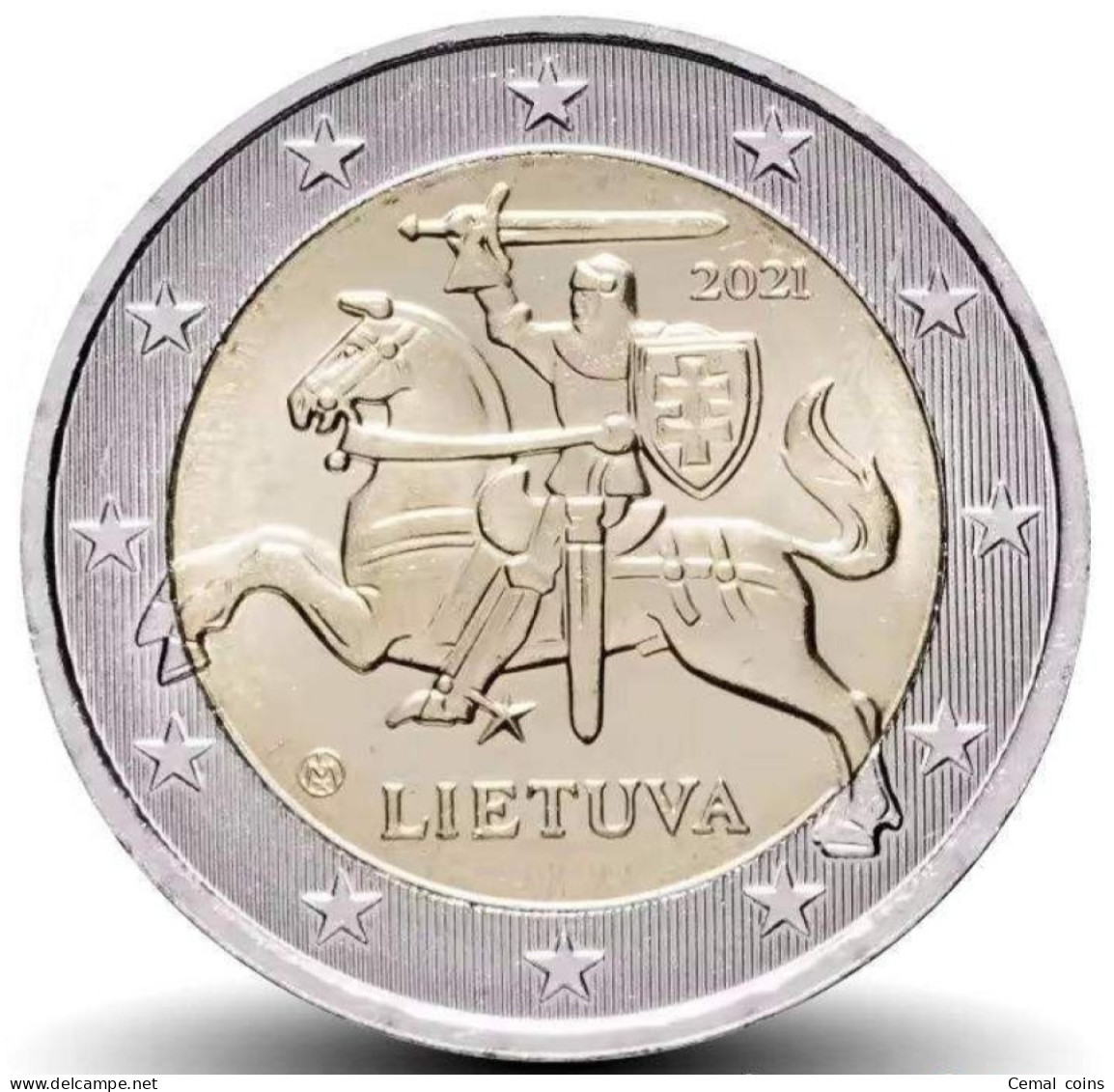 2 Euro 2021 Lithuania Coin - Regular Issue, Knight. - Lituania