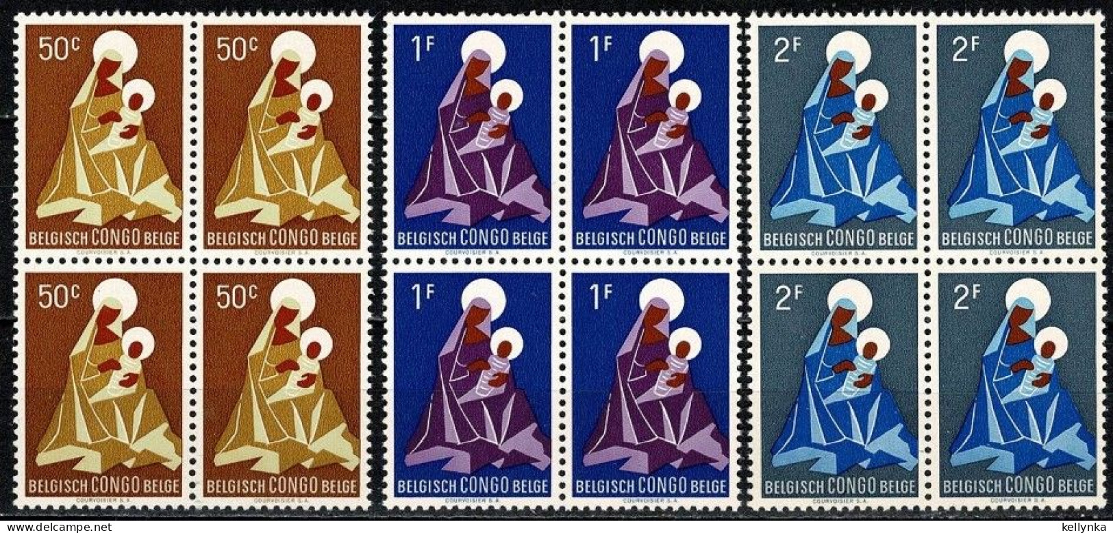 Congo Belge - 362/364 - Blocs De 4 - Noël - Madone - 1959 - MNH - Nuovi