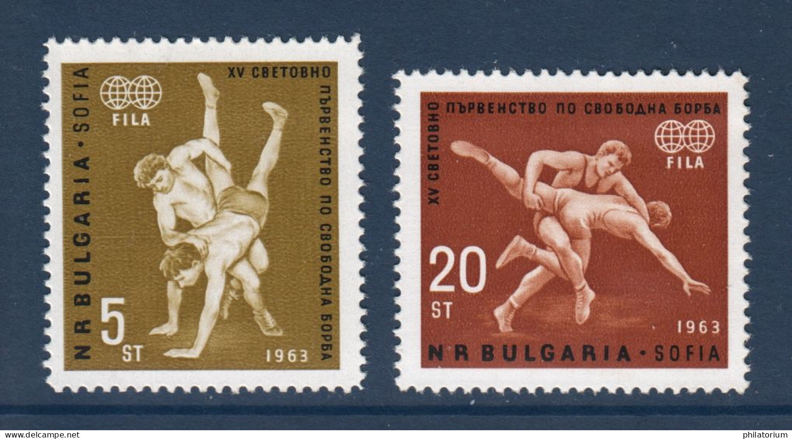 Bulgarie, Bulgaria, **, Yv 1190, 1191, Mi 1383, 1384, Sport, Lutte, - Lutte