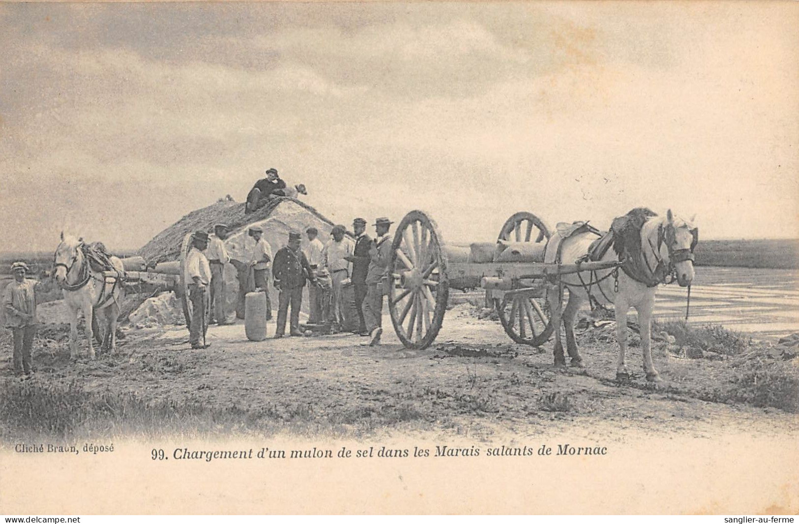 CPA 17 CHARGEMENT D'UN MULON DE SEL DANS LES MARAIS SALANTS DE MORNAC - Andere & Zonder Classificatie