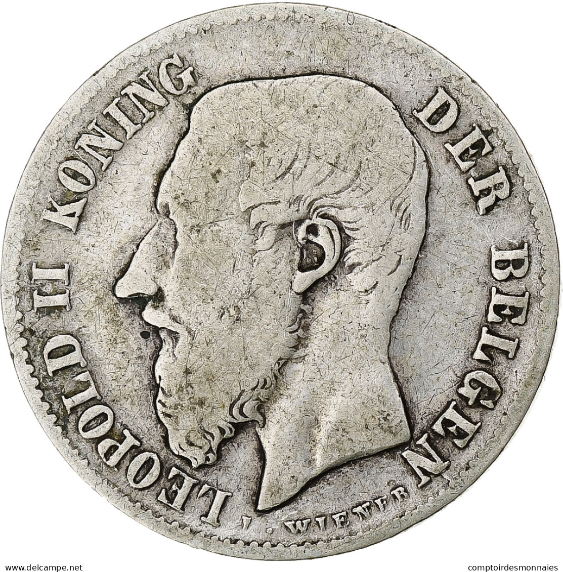 Monnaie, Belgique, Leopold II, 50 Centimes, 1898, TB, Argent - 50 Cent