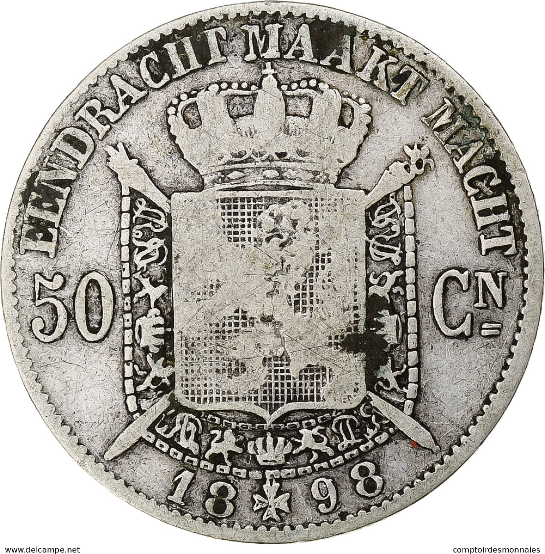 Monnaie, Belgique, Leopold II, 50 Centimes, 1898, TB, Argent - 50 Centimes