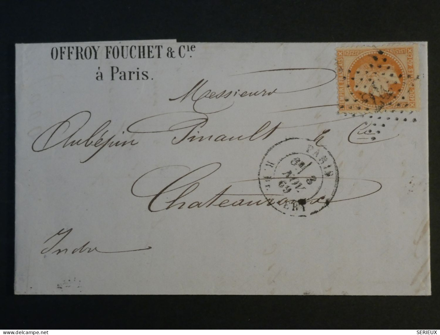 DD0  FRANCE BELLE LETTRE   1869   ETOILE DE PARIS N°24 A CHATEAUROUX    +CERES 40C  + + +AFF. INTERESSANT + - 1849-1876: Période Classique